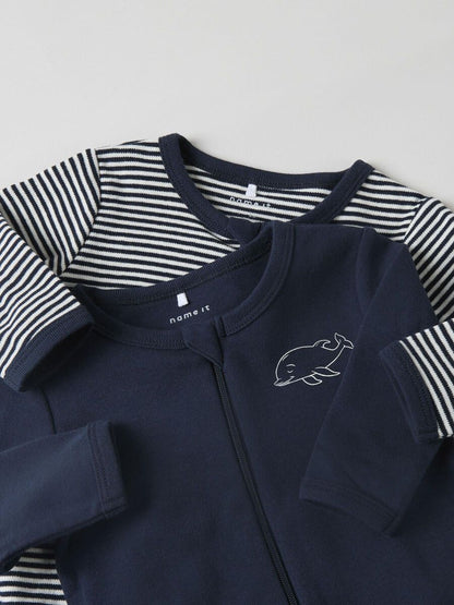 Soft Organic Cotton Baby Sleepsuits 2-Pack | Cozy Zip-Up Nightwear for Infants