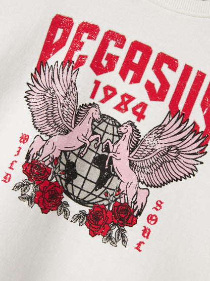 Girls' Soft Brushed Relaxed Fit Graphic Sweatshirt - Cotton Blend Pullover