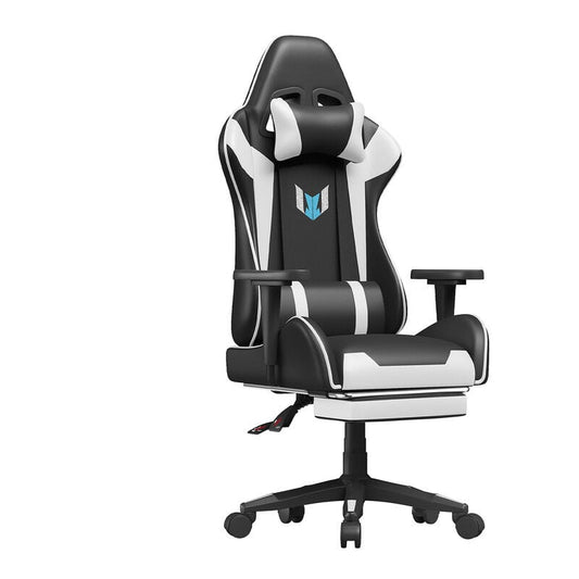 BIGZZIA Ergonomic Gaming Chair with Retractable Footrest, Lumbar Support, Reclining
