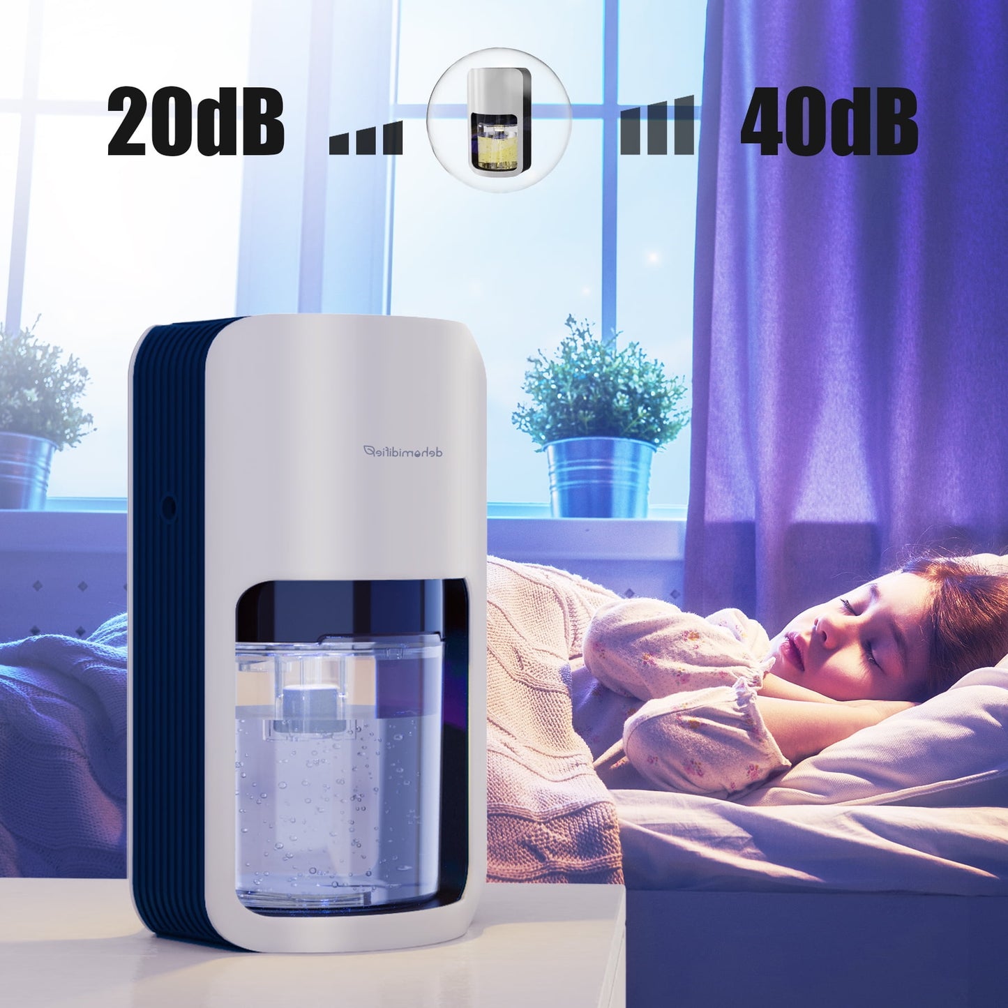 ALROCKET 1200ML Portable Quiet Dehumidifier, 480 Sq Ft, Auto Defrost, Home
