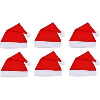 Premium Velvet Santa Claus Christmas Hats Pack, Soft Festive Holiday Caps (Set of 6)