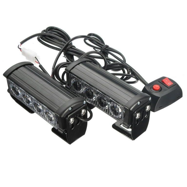 12V LED Strobe Flash Hazard Beacon Light - Red & Blue (2 Pack)