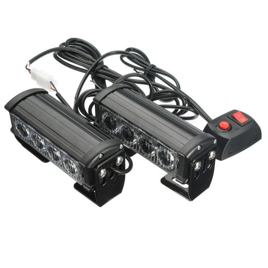 12V LED Strobe Flash Hazard Beacon Light - Red & Blue (2 Pack)