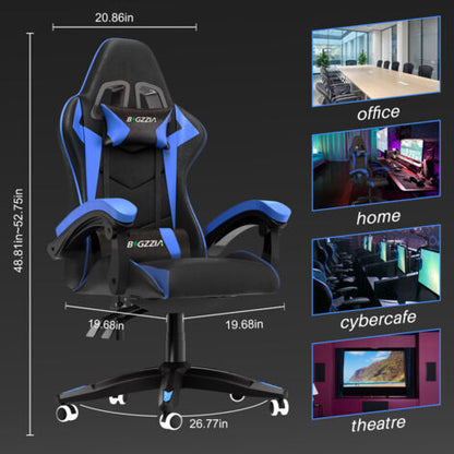 Ergonomic Racing Gaming Chair: Adjustable Height, Lumbar Support, PU Leather, Swivel
