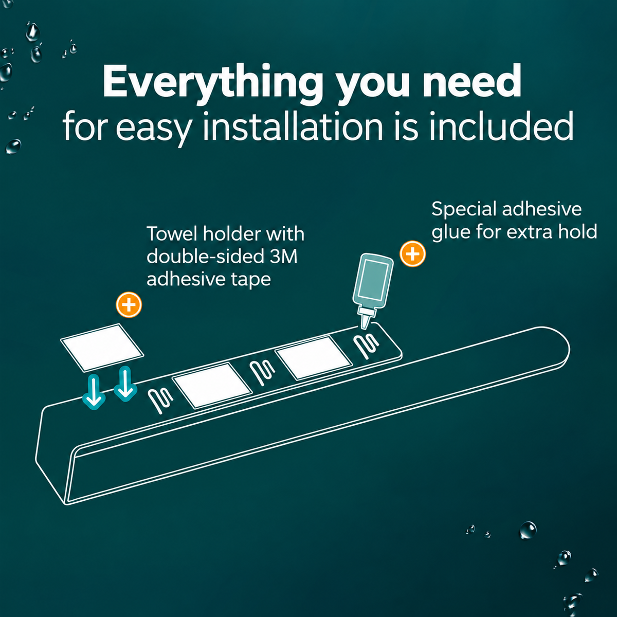husman Self-Adhesive Towel Rail Matte 37cm