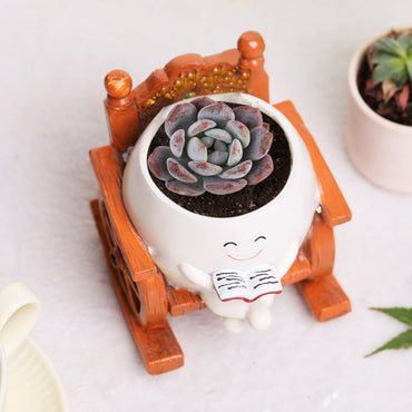 Face Flower Pot – Unique Resin Rocking Chair Planter for Indoor & Outdoor Succulents