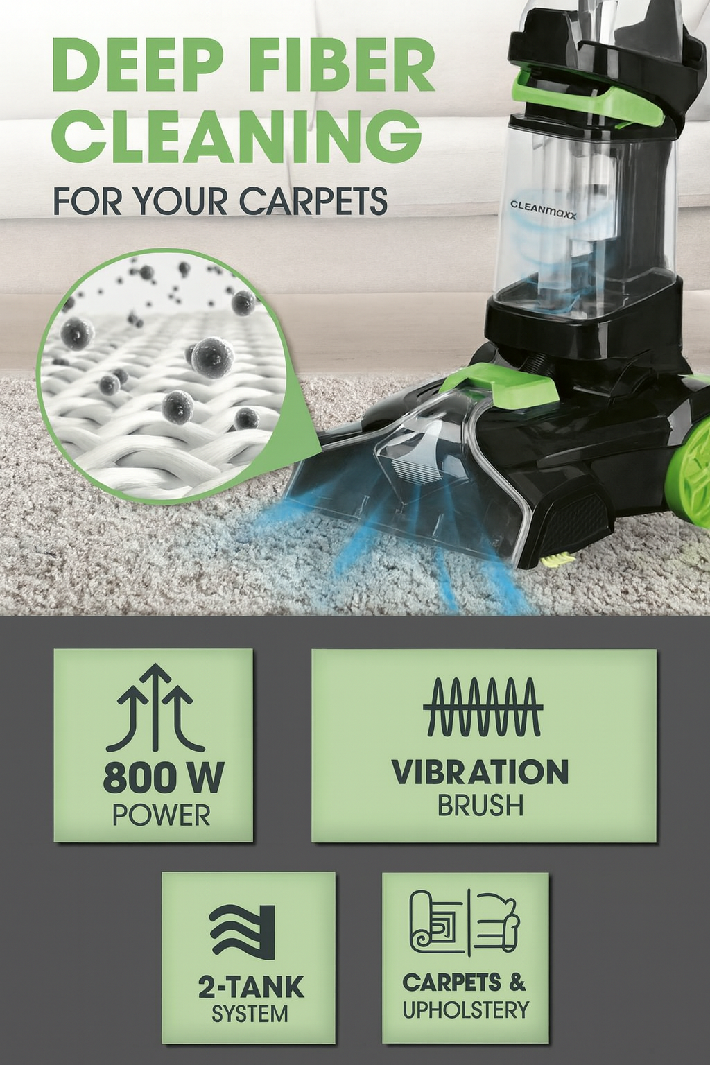 CLEANmaxx Pro Carpet & Hard Floor Cleaner with Shampoo