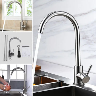 livarno Black & silver 360° Swivel Kitchen Faucet with Ceramic Valve