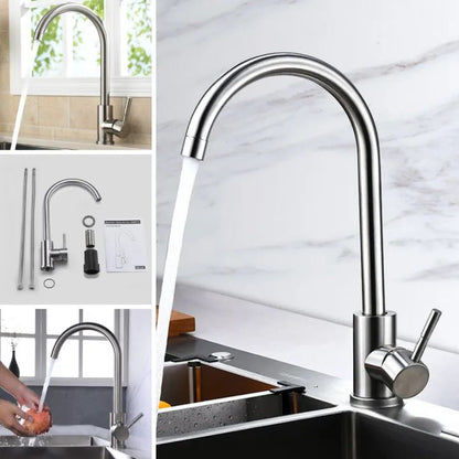 livarno Black & silver 360° Swivel Kitchen Faucet with Ceramic Valve