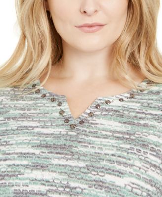Alfred Dunner Plus Size Lake Geneva Embellished Space-Dyed Knit Top
