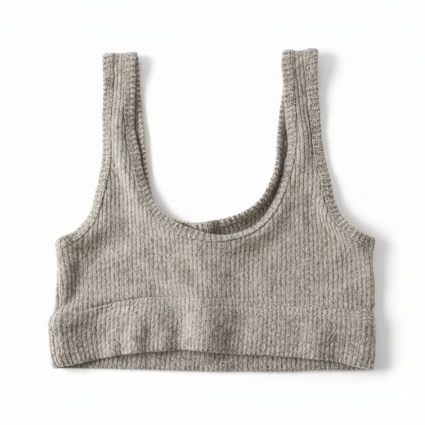 kids Grey Ribbed Stretch Crop Top  - art class bra