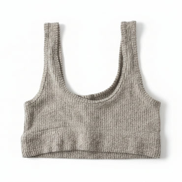 kids Grey Ribbed Stretch Crop Top  - art class bra