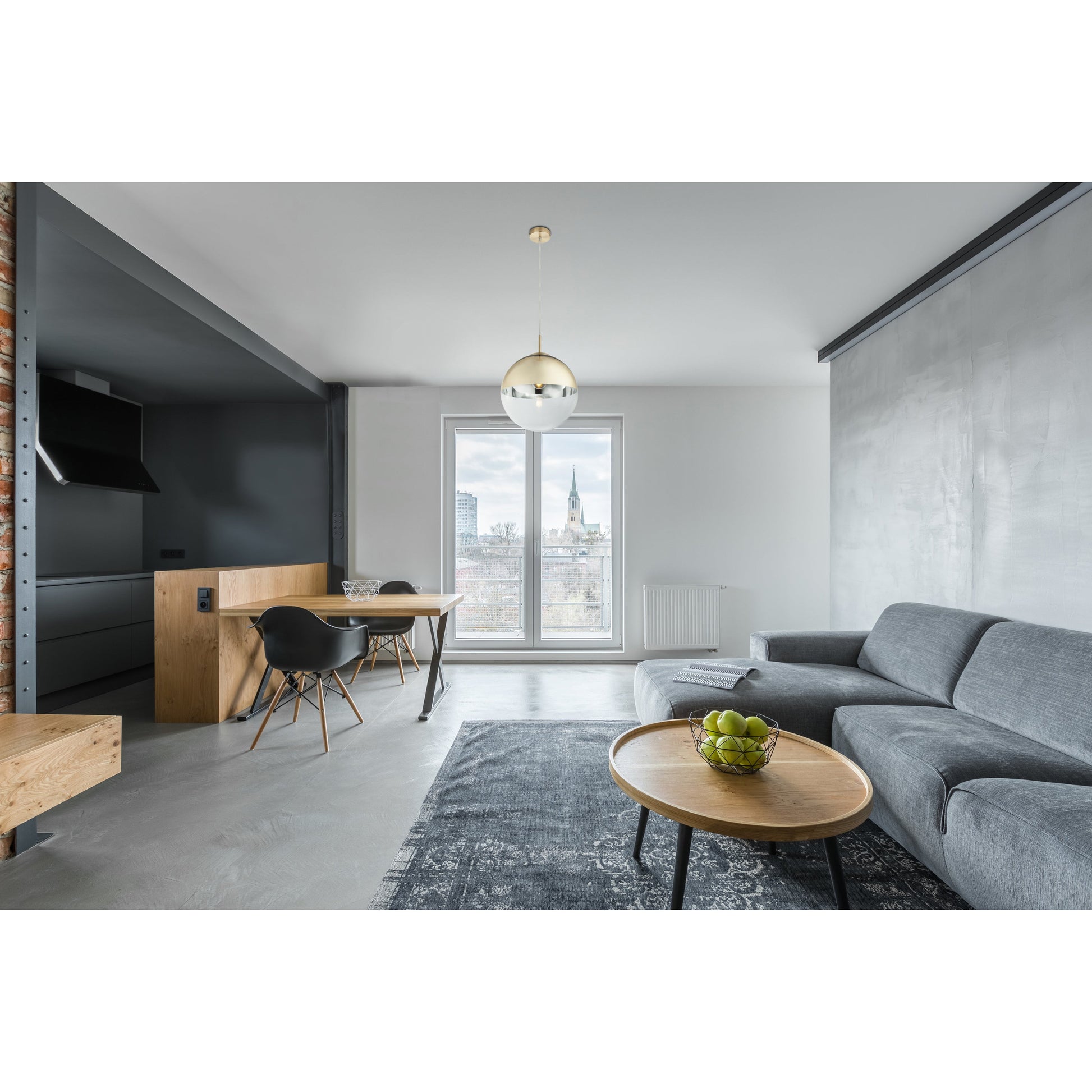 Varus Modern Gold Metal Glass E27 Pendant Light - 30cm Diameter