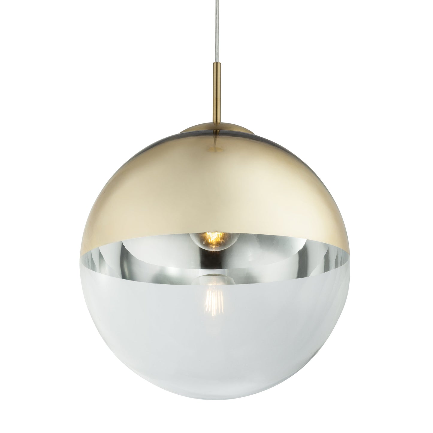 Varus Modern Gold Metal Glass E27 Pendant Light - 30cm Diameter