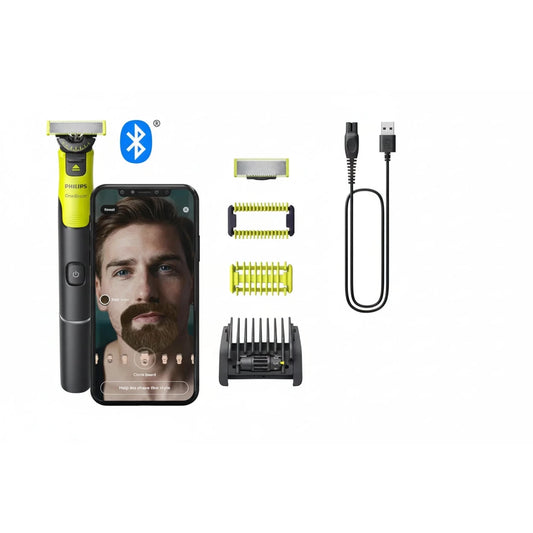 Philips Norelco OneBlade  with Connectivity Hybrid Face, Electric Beard Trimmer and Shaver