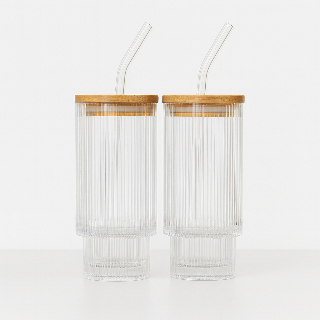 Cypra 4-Piece Ribbed Glass Set – 473 ml Clear Drinkware