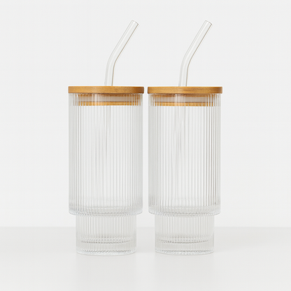 Cypra 4-Piece Ribbed Glass Set – 473 ml Clear Drinkware