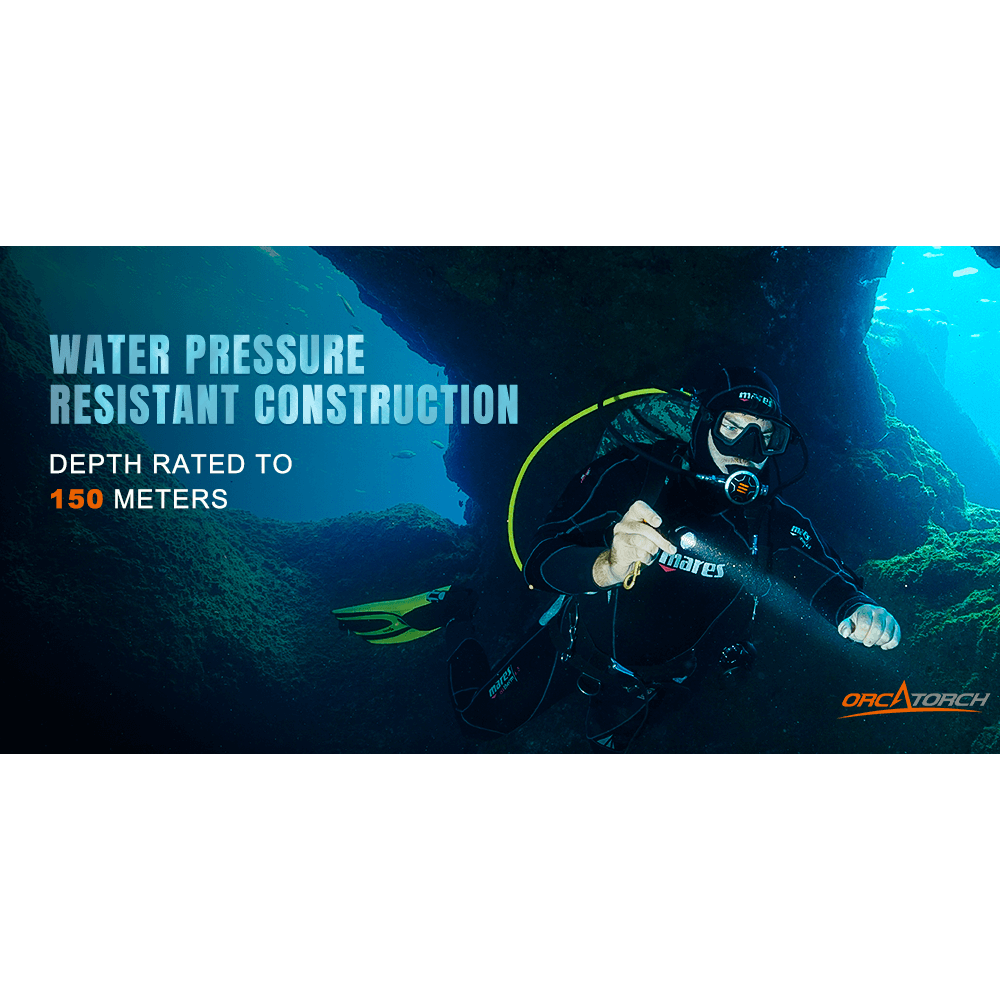 ORCATORCH D710 3000 Lumen USB-C Rechargeable Dive Light for Technical Recreational Diving