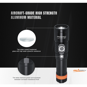 ORCATORCH D710 3000 Lumen USB-C Rechargeable Dive Light for Technical Recreational Diving
