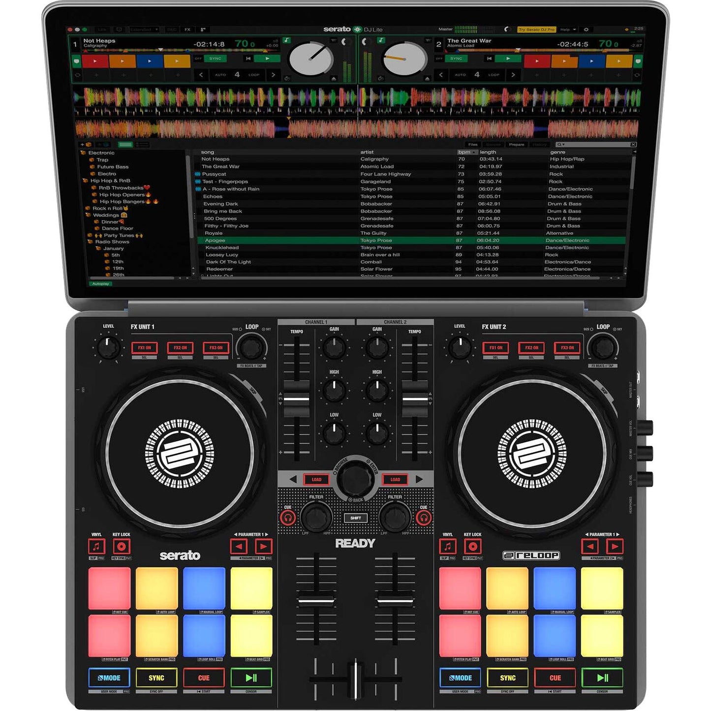 Reloop Ready Ultra-Compact 2-Deck Serato DJ Controller Performance