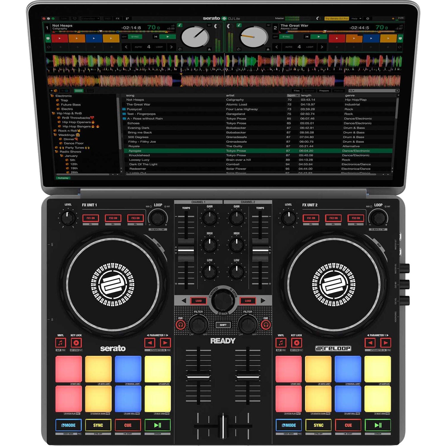 Reloop Ready Ultra-Compact 2-Deck Serato DJ Controller Performance