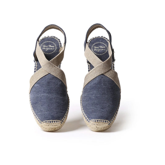 Toni Pons Verdi Women's Navy Canvas Platform Wedge Espadrille Heels - Gomix Brands Outlet