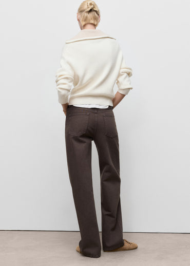 Women's Medium-Rise Straight-Fit Denim Jeans - Comfortable Cotton Blend