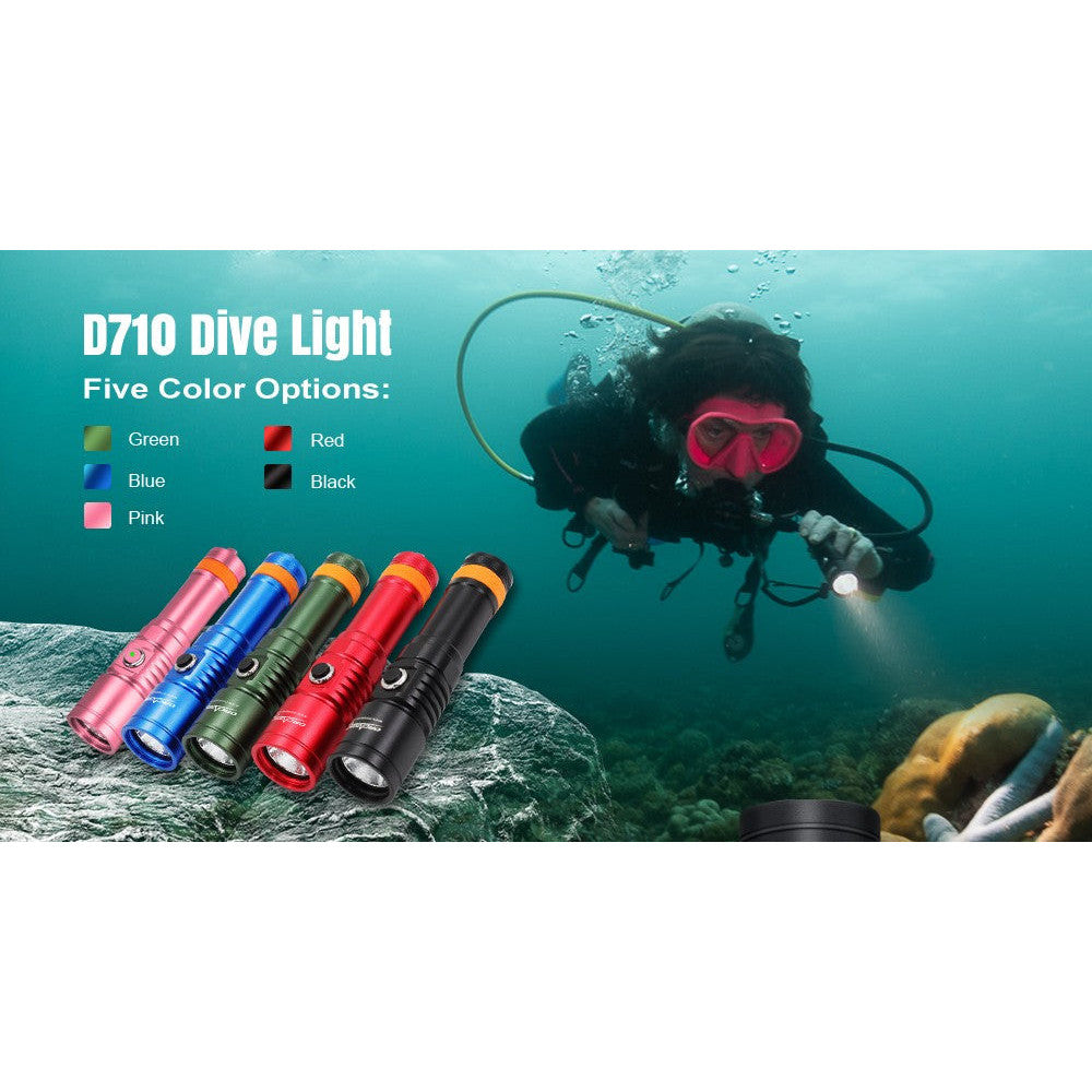 ORCATORCH D710 3000 Lumen USB-C Rechargeable Dive Light for Technical Recreational Diving