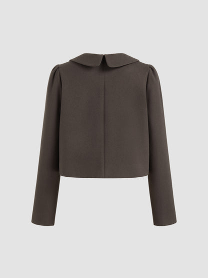 Stylish Wool-Like Oversized Blazer & Pleated Two-Tone Mini Skirt Set