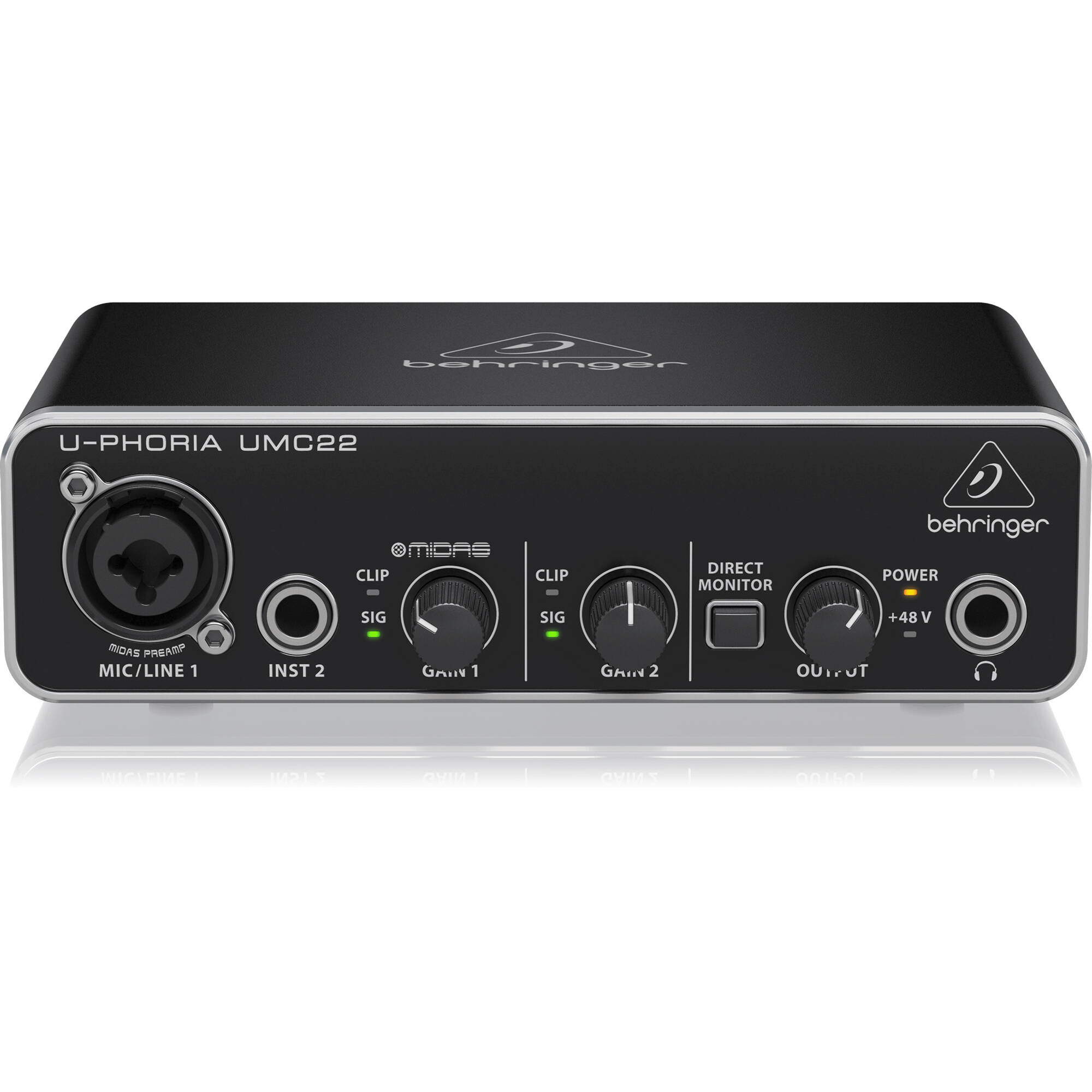 Behringer UMC22 Audiophile 2x2 USB Interface: Midas Preamp, Studio Quality Sound