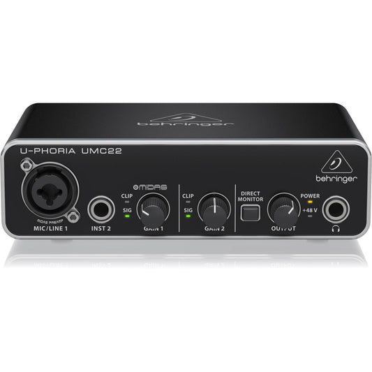 Behringer UMC22 Audiophile 2x2 USB Interface: Midas Preamp, Studio Quality Sound
