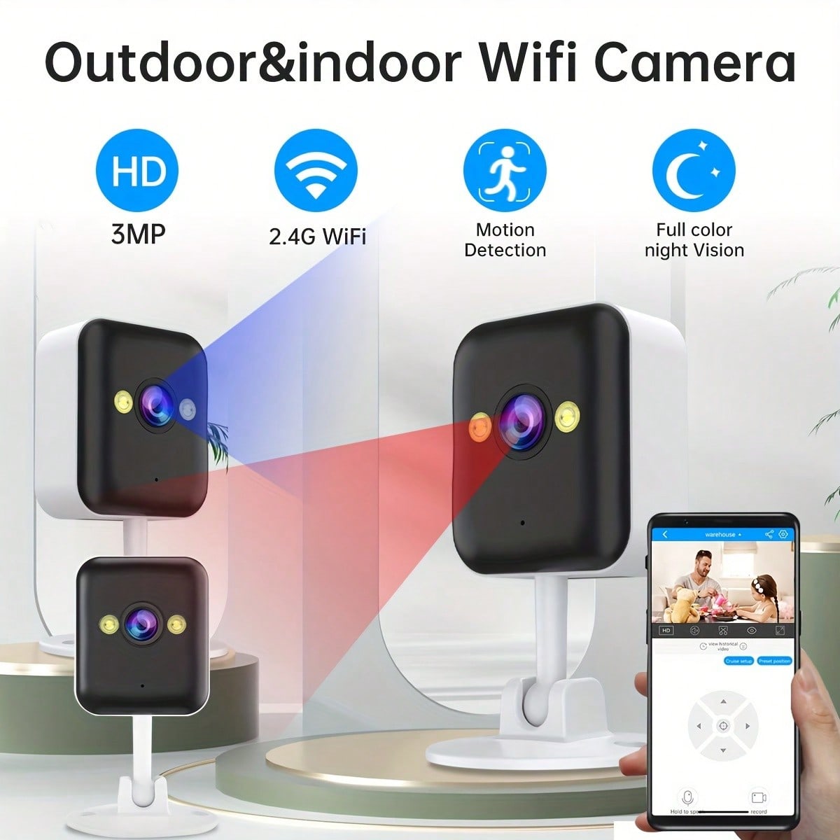 Smart 1080P WiFi Security Camera IP66 Waterproof Indoor Outdoor