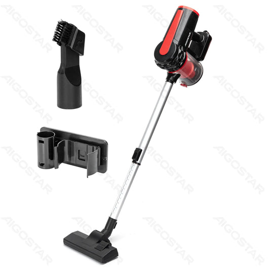 Aigostar 600W Powerful Black-Red Wired Handheld Stick Vacuum Cleaner with HEPA Filter