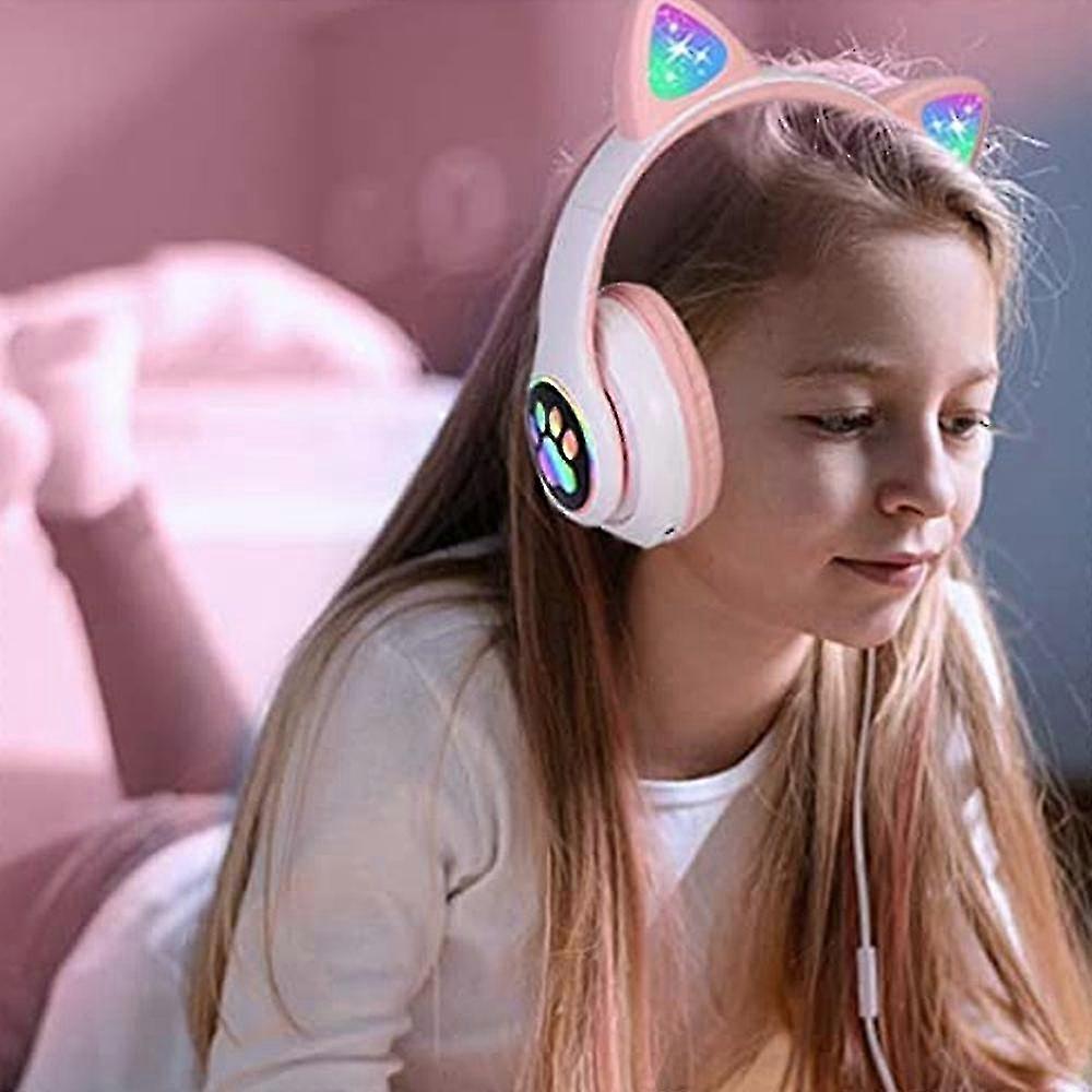 Headphones Cat Ear Wireless LED Light Up Bluetooth Headset