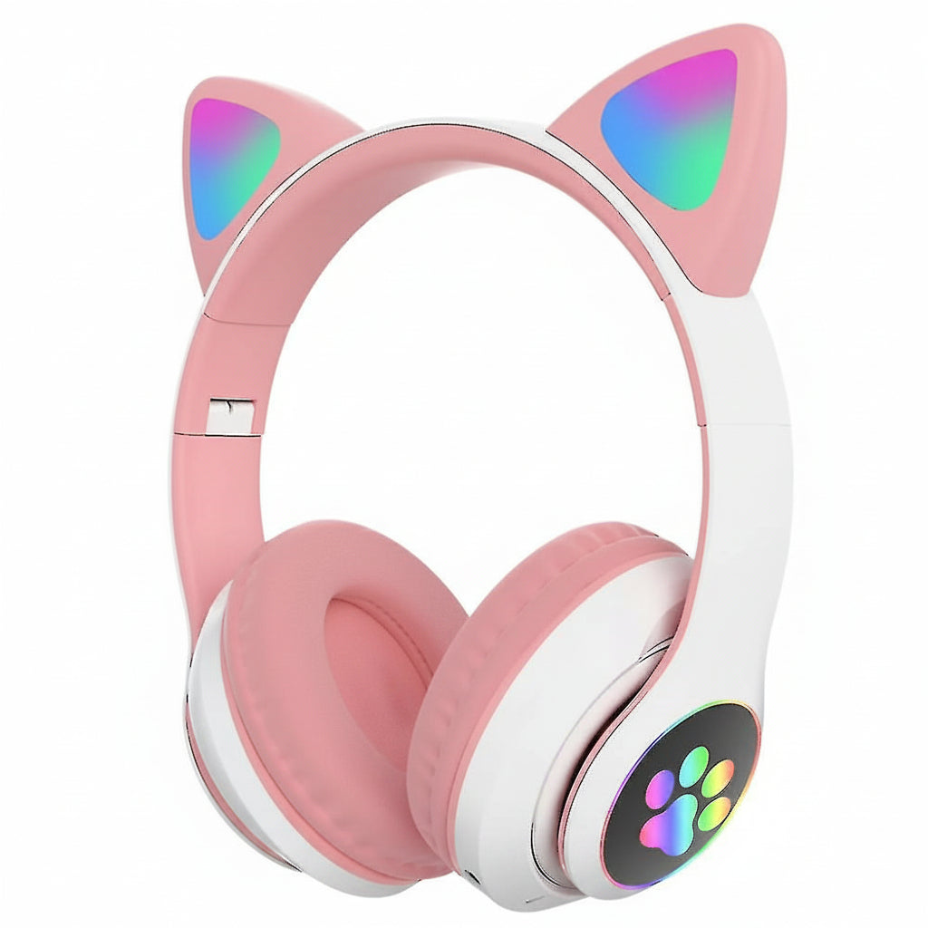 Headphones Cat Ear Wireless LED Light Up Bluetooth Headset
