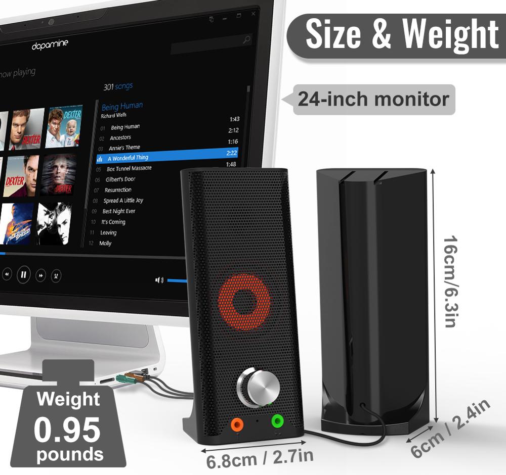 NJSJ H110 USB-Powered 2.0 Computer Speakers 3.5mm AUX
