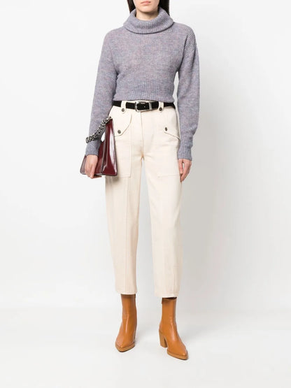 IRO Women's Cozy Purple Merino Alpaca Blend Roll-Neck Knit Jumper