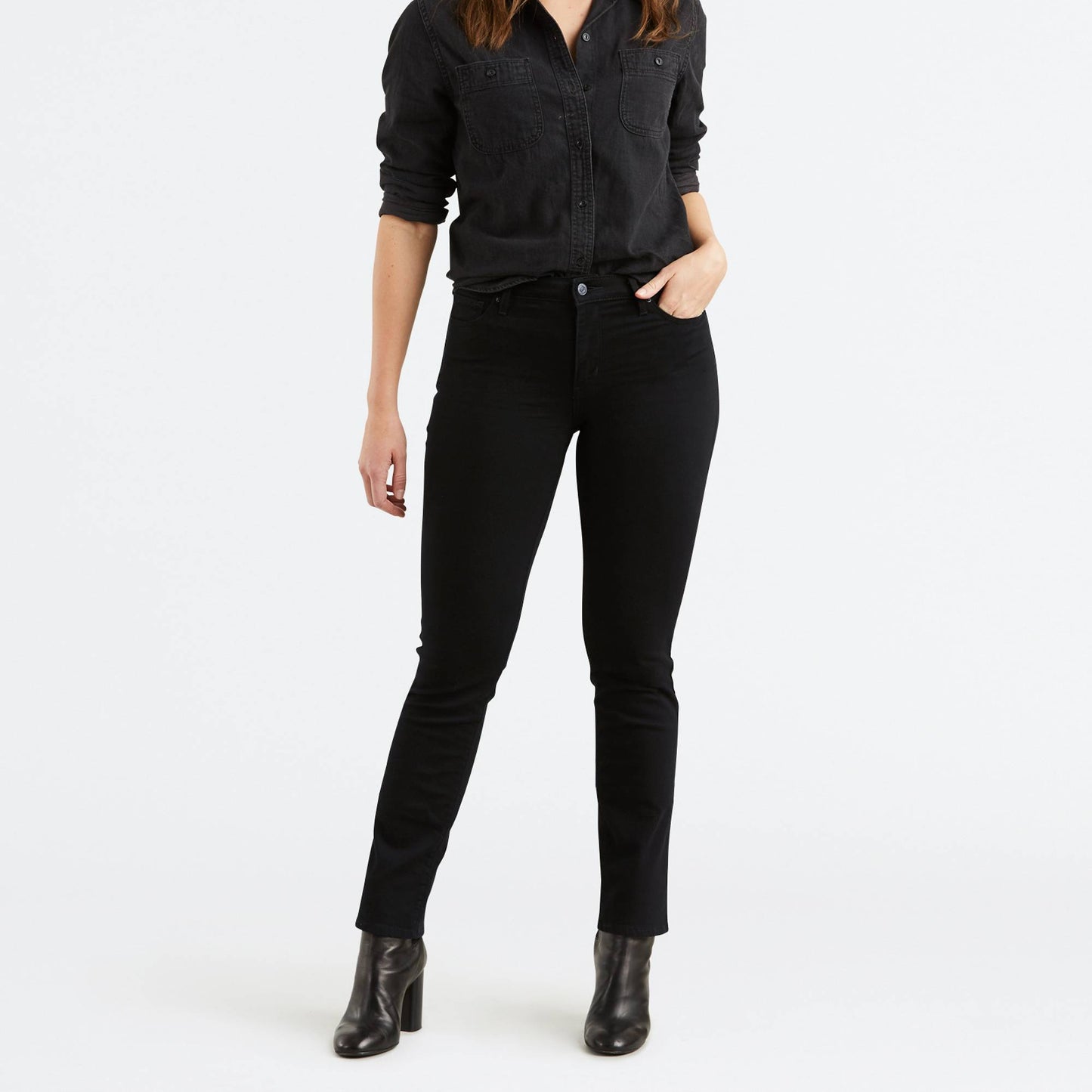 Levi's 712 Slim Women's Black Denim Jeans Stretch Fit