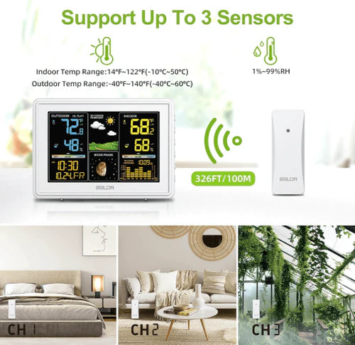 Baldr Wireless Weather Station with Color LCD, Barometer, Moon Phase