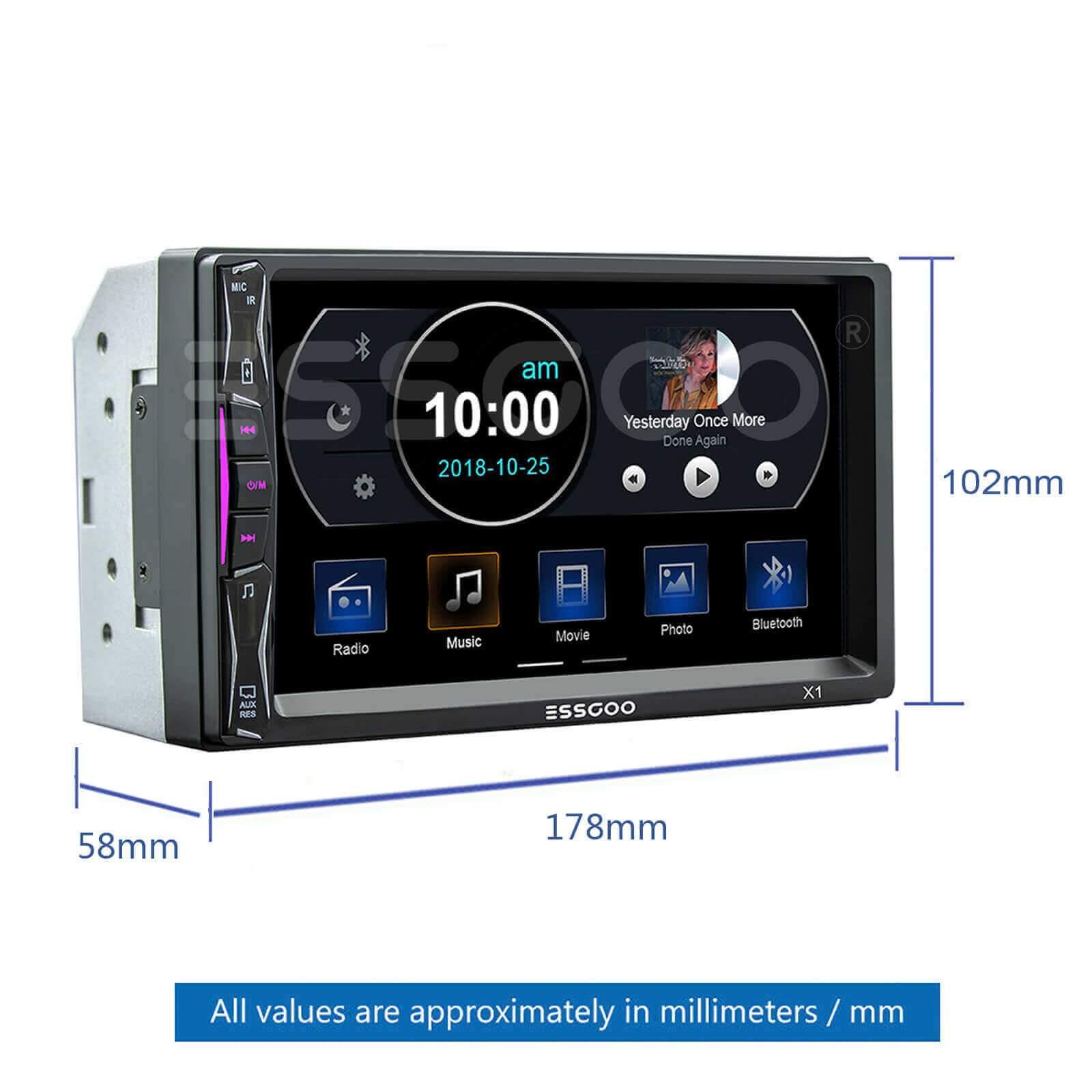 ESSGOO X1 Double DIN Car Radio with RDS & Bluetooth