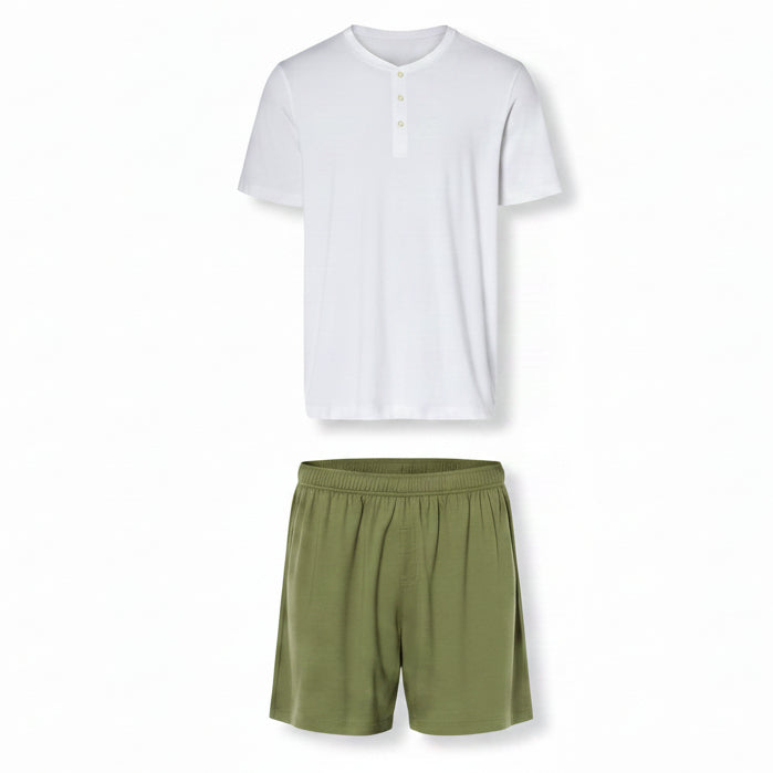 Livergy® Pánské pyžamo (M (48/50), bílá/khaki)