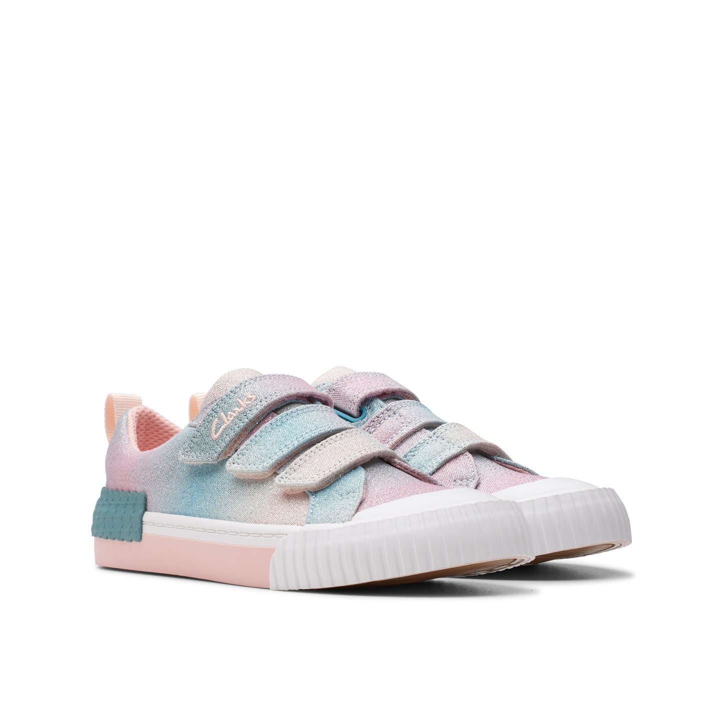 Clarks FoxingBrill K. Pastel Ombré Glitter Girls' Shoes - Comfortable Riptape Design