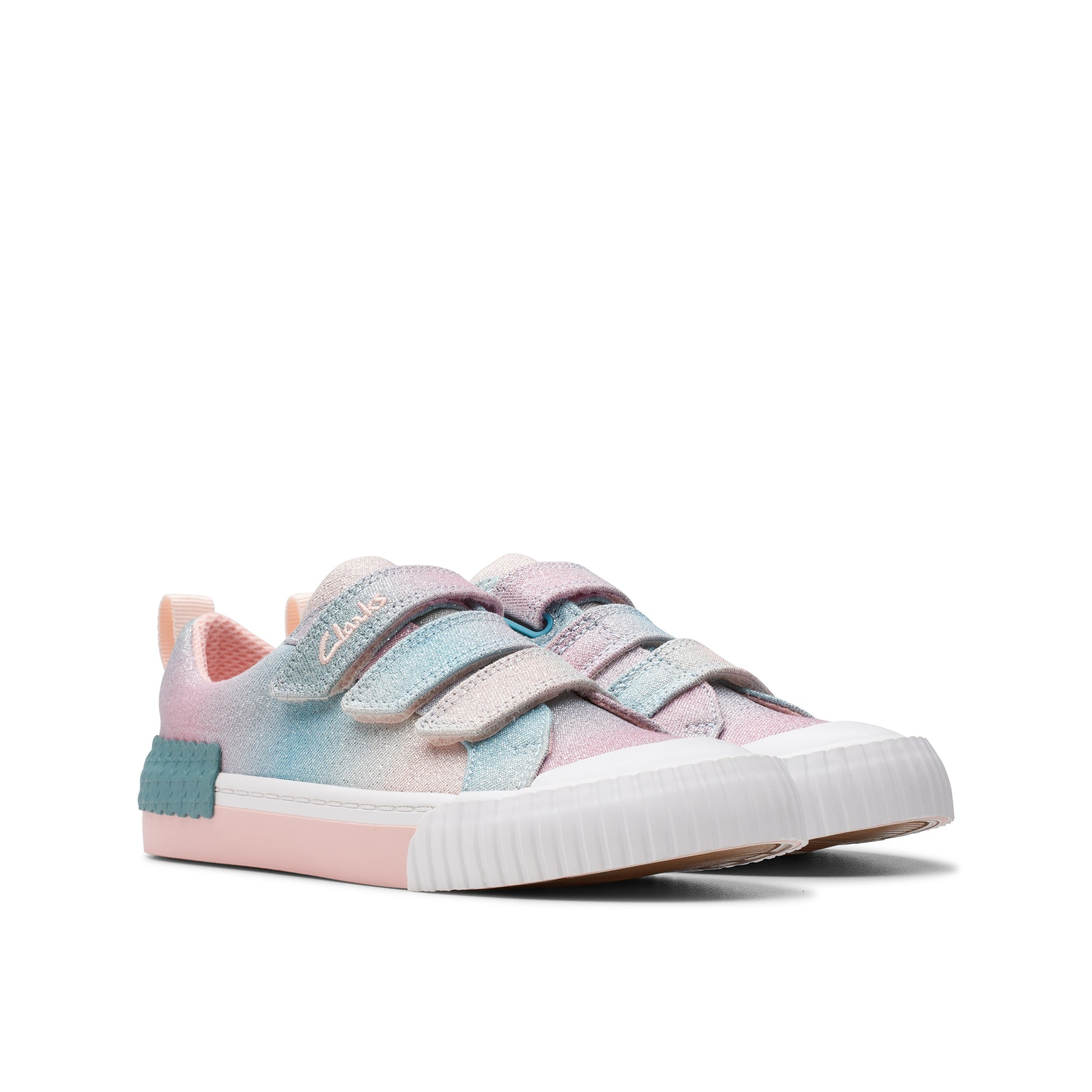 Clarks FoxingBrill K. Pastel Ombré Glitter Girls' Shoes - Comfortable Riptape Design
