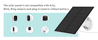 5W Solar Panel Charger for Outdoor Security Camera - Continuous Power & IP65 Waterproof