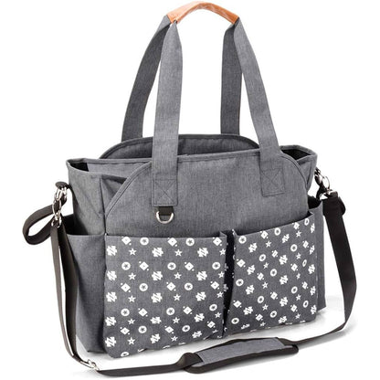 Versatile Grey Baby Stroller Travel Bag with Multiple Pockets.