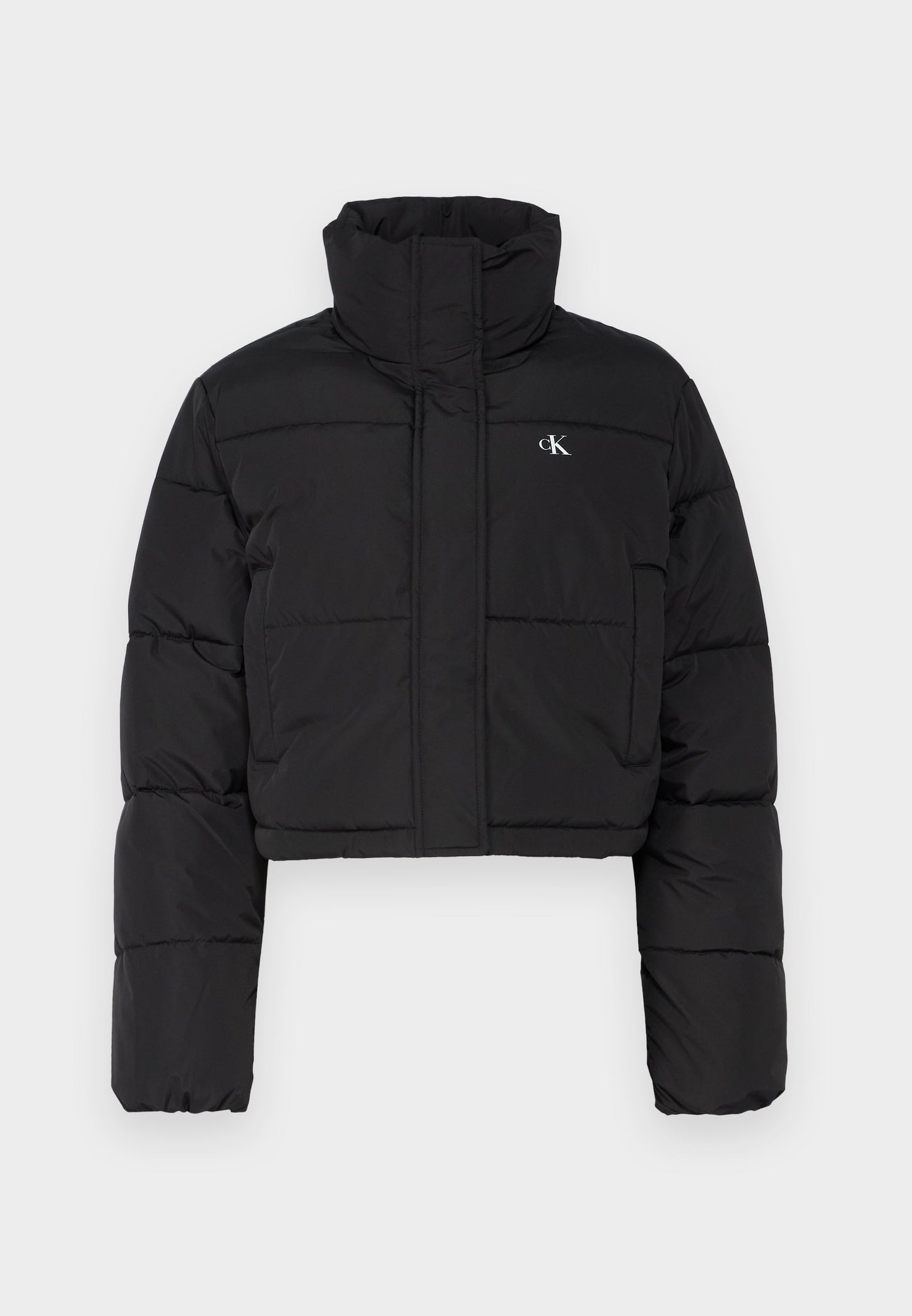 Calvin Klein Jeans Matte Cropped Puffer Winter Jacket - Stylish Black Warm Outerwear