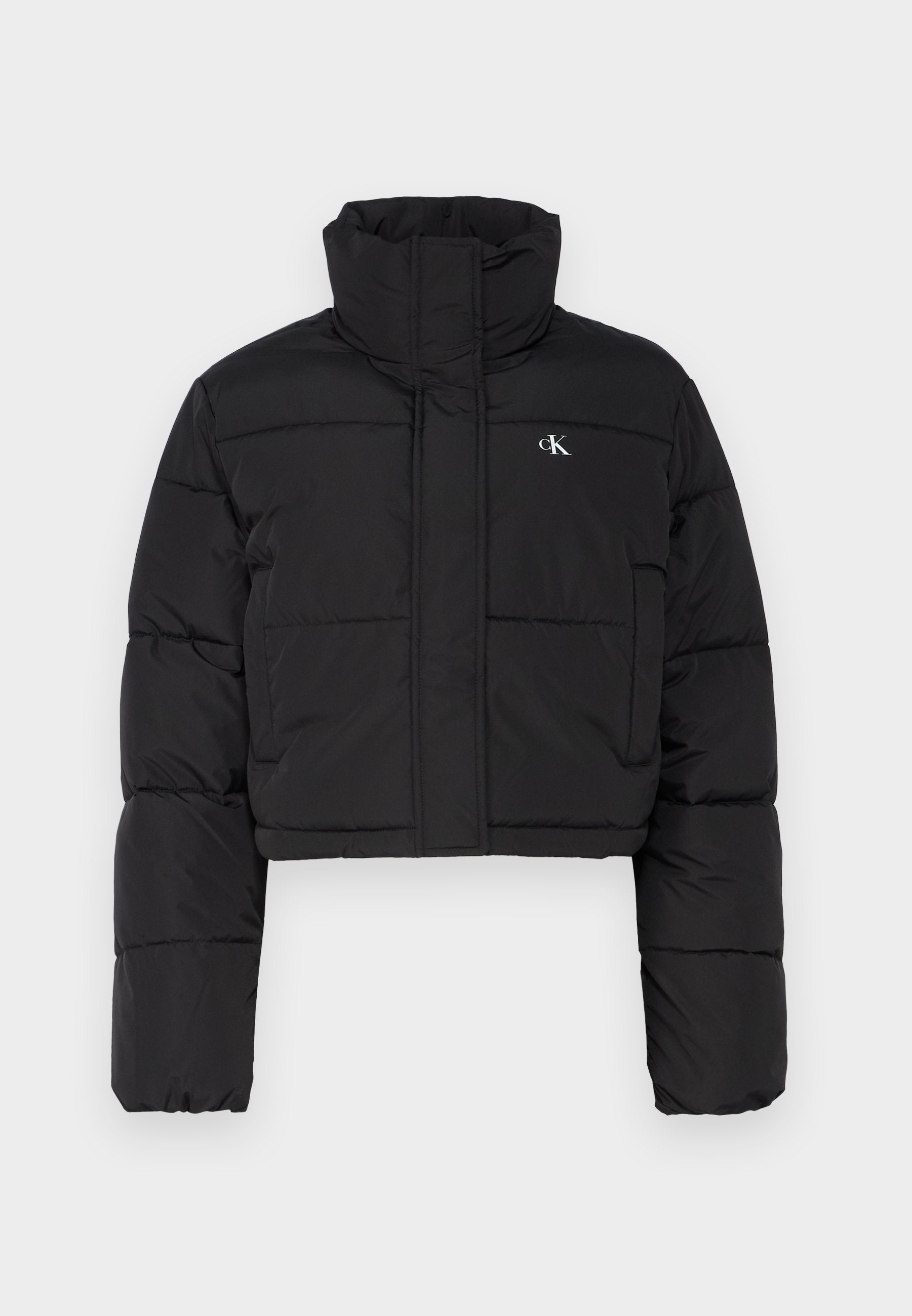 Calvin Klein Jeans Matte Cropped Puffer Winter Jacket - Stylish Black Warm Outerwear