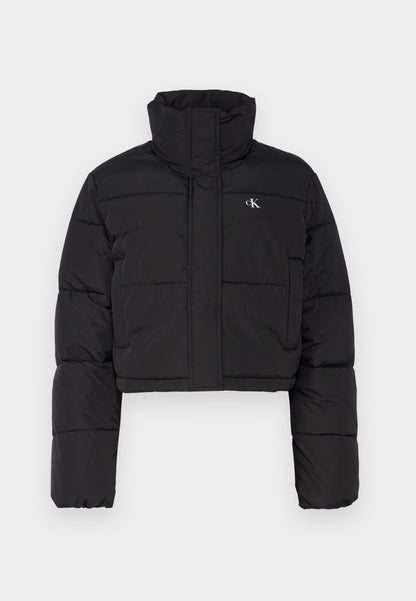 Calvin Klein Jeans Matte Cropped Puffer Winter Jacket - Stylish Black Warm Outerwear