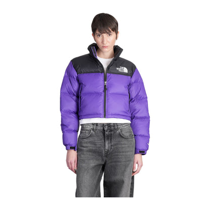 The North Face Nuptse Short Cropped Viola Leather Puffer Jacket for Women
