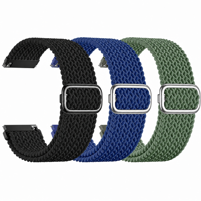 SNBLK 3 Pack Braided Elastic Nylon Watch Band for Garmin Samsung